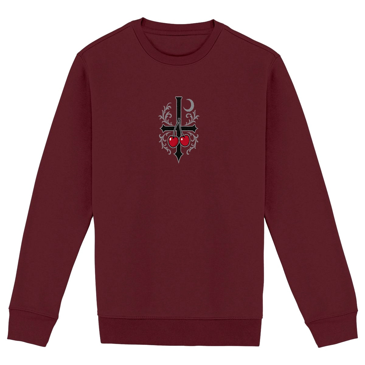 Crimson Bloom Sweatshirt – Classic Charm Meets Modern Edge - front_burgundy