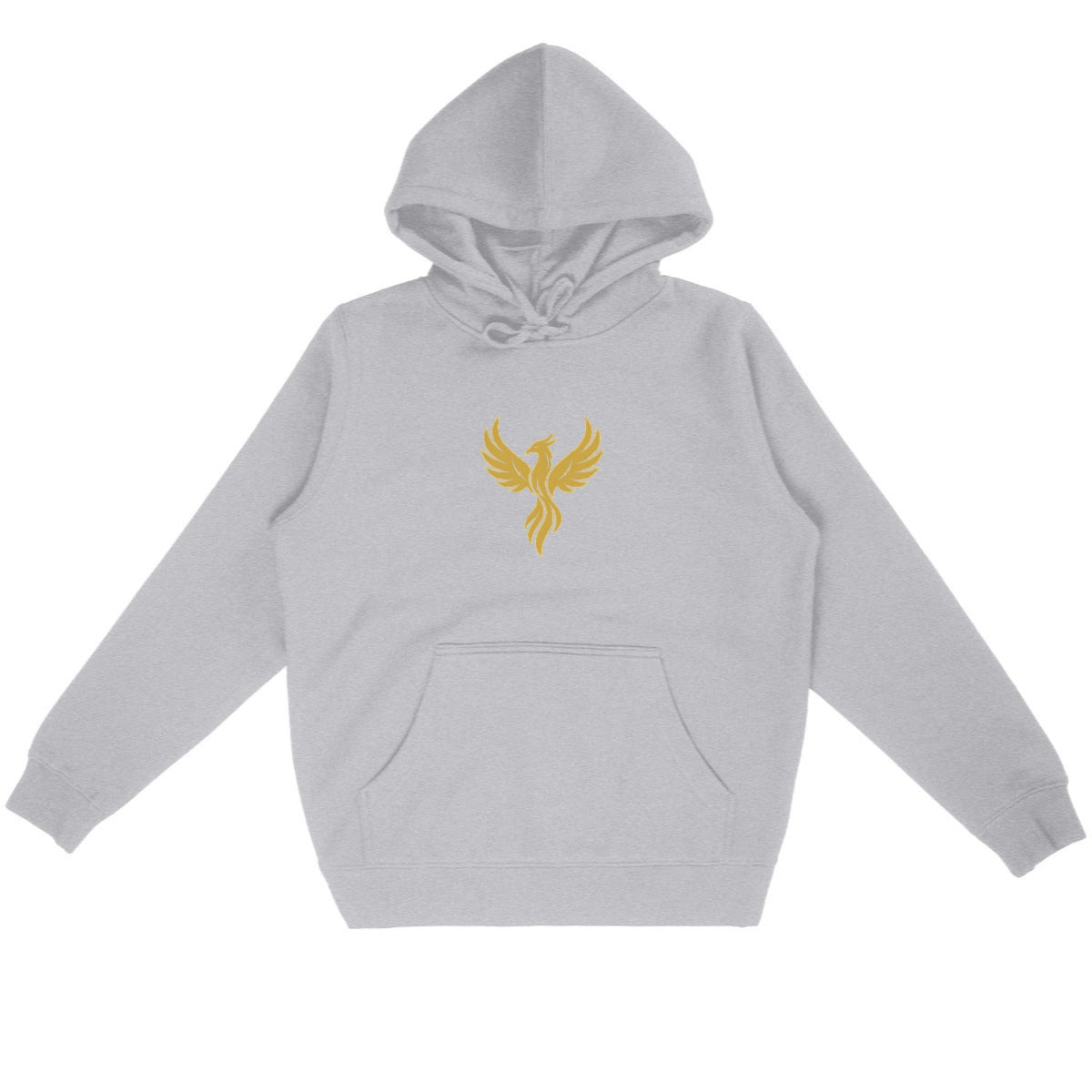Golden Phoenix Hoodie – Rise in Strength, Shine in Style - front_heathergrey
