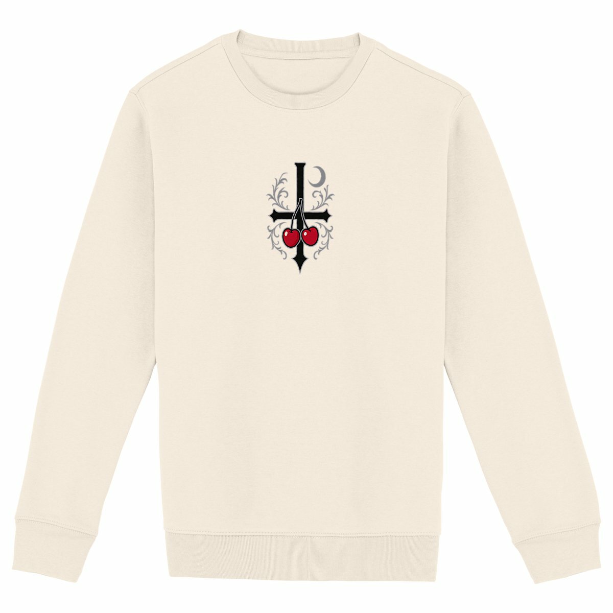 Crimson Bloom Sweatshirt – Classic Charm Meets Modern Edge - front_ivory