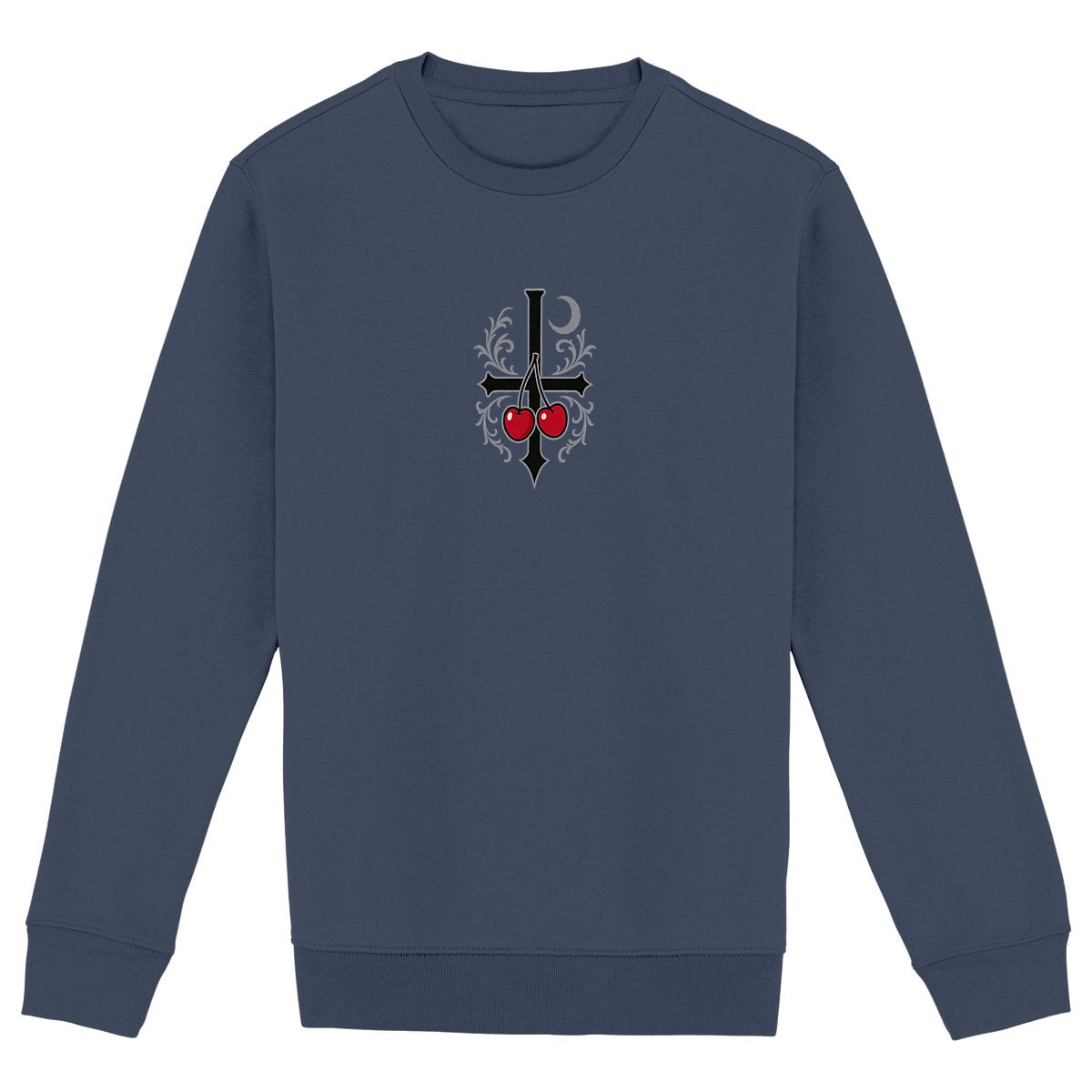 Crimson Bloom Sweatshirt – Classic Charm Meets Modern Edge - front_navy